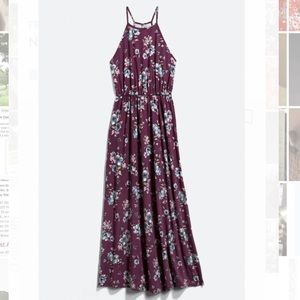 Purple Floral French Grey Nichelle Brushed Knit Maxi Dress XL Gently Used